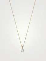 9K Gold Hazel Four Prong Round Pendant Necklace