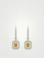 Moxie Yellow Emerald Borderset Drop Earrings