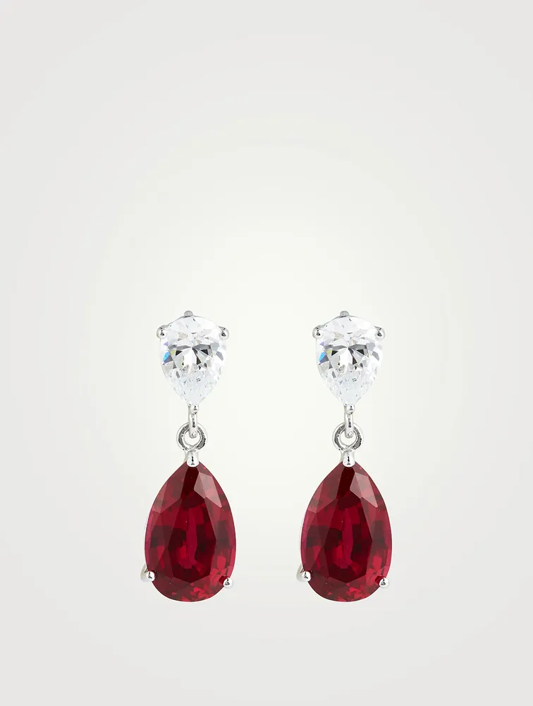 Arabella Double Pear Drop Earrings With Ruby
