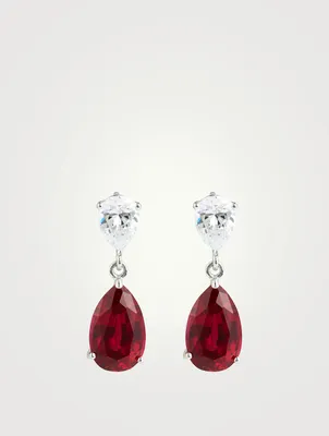 Arabella Double Pear Drop Earrings With Ruby