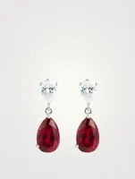 Arabella Double Pear Drop Earrings With Ruby