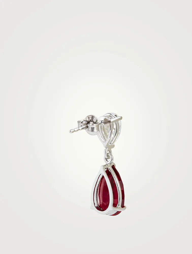 Arabella Double Pear Drop Earrings With Ruby