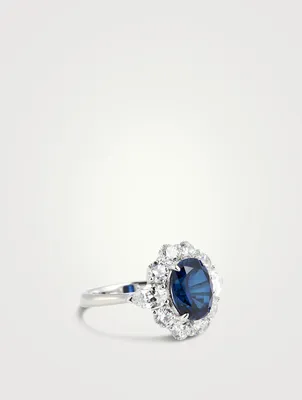 Carmine Oval Ring With Sapphire