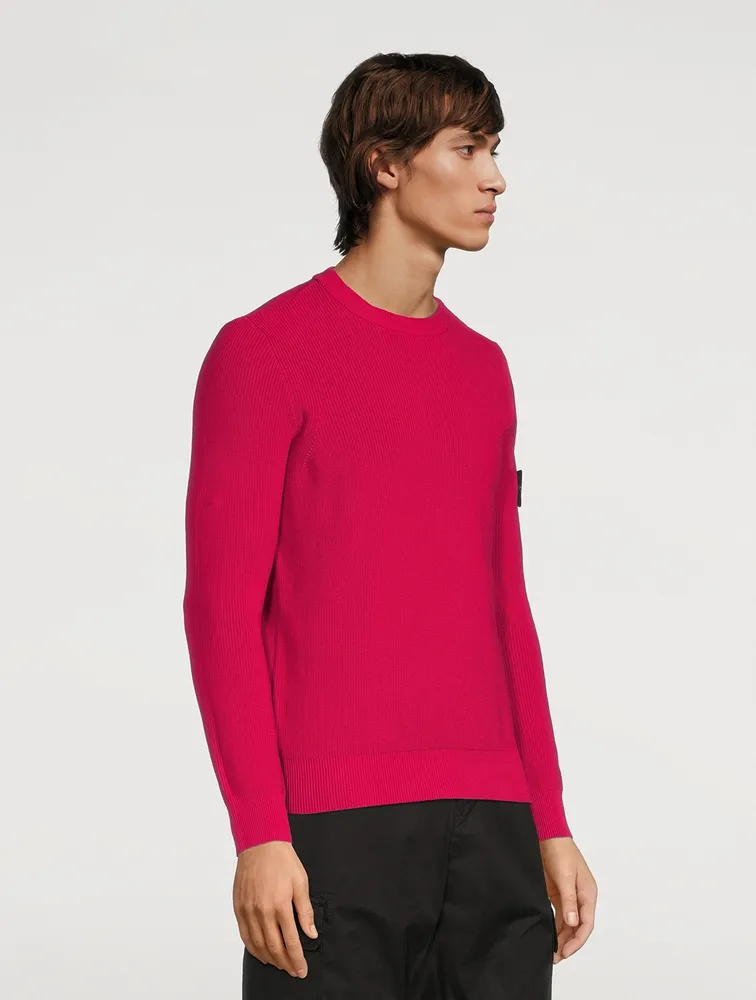 Ribbed Soft Cotton Crewneck Sweater