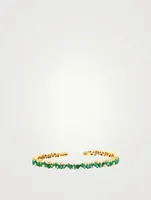 Fireworks 18K Gold Frenzy Bangle Cuff Bracelet With Emerald And Diamonds