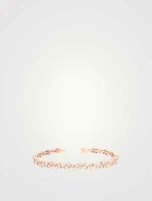 Rainbow Fireworks 18K Rose Gold Bangle Cuff Bracelet With Diamonds