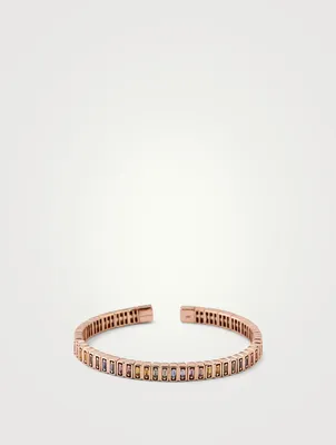 Classic 18K Rose Gold Inlay Bangle With Pastel Sapphires