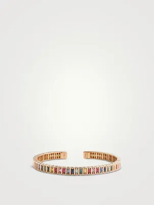 Classic Fireworks 18K Rose Gold Bangle With Rainbow Sapphires
