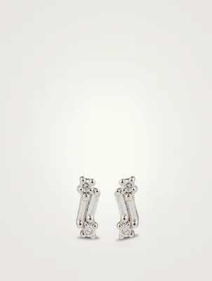 Fireworks 18K White Gold Cali Stud Earrings With Diamonds