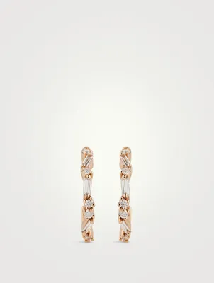 The Essential 18K Rose Gold Mix Hoop Earrings With Diamonds