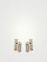 18K Gold Layered Cluster Earrings With Diamonds