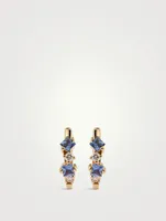 18K Gold Huggie Earrings With Sapphire And Diamonds