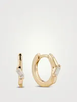 18K Gold Huggie Earrings With Diamonds