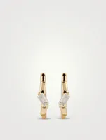 18K Gold Huggie Earrings With Diamonds