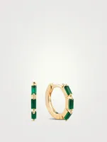 18K Gold Huggie Earrings With Emeralds