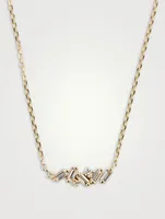 18K Gold Mini Mixed Bar Necklace With Diamonds