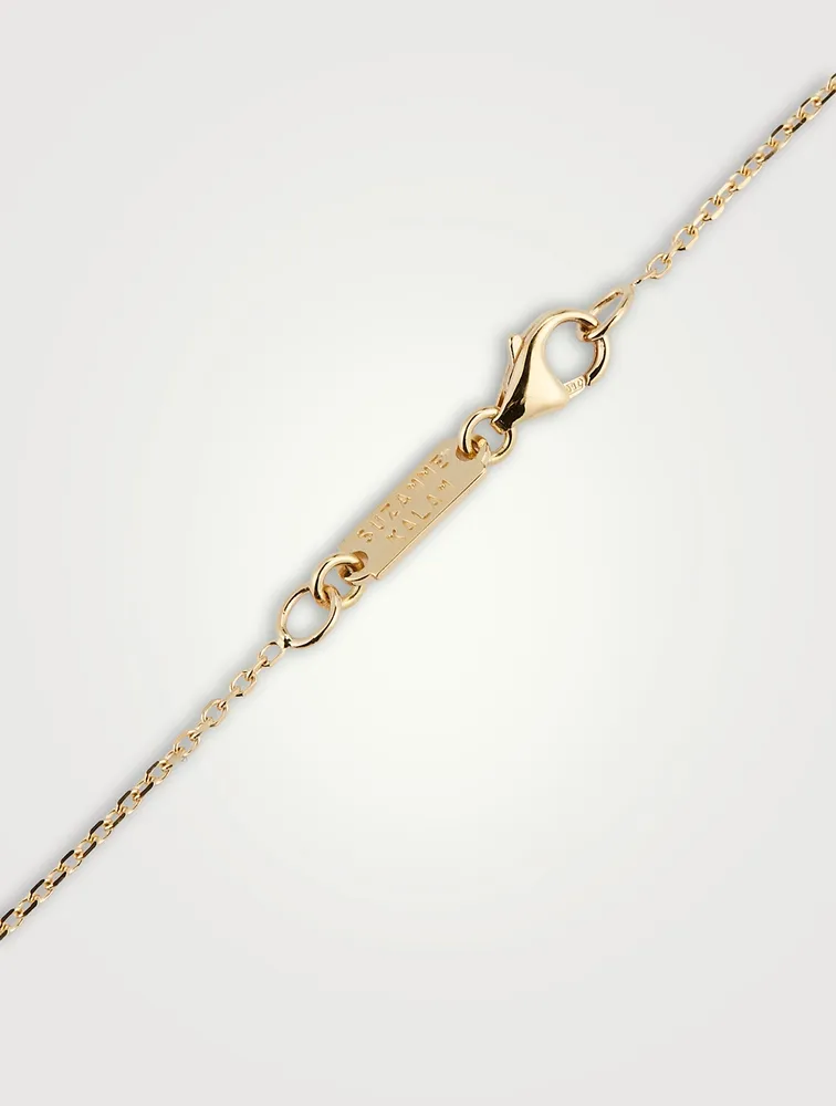 18K Gold Mini Mixed Bar Necklace With Diamonds