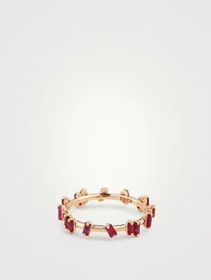 Fireworks 18K Rose Gold Barbwire Eternity Ring With Ruby