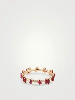 Fireworks 18K Rose Gold Barbwire Eternity Ring With Ruby