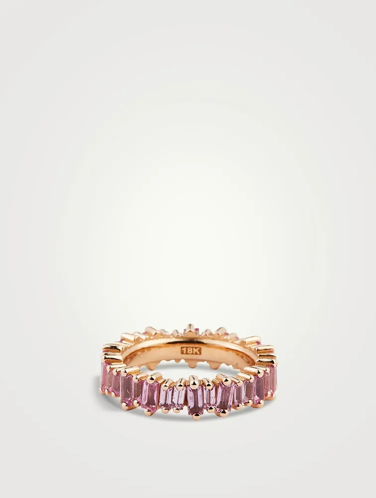 18K Rose Gold Eternity Band With Pink Sapphire