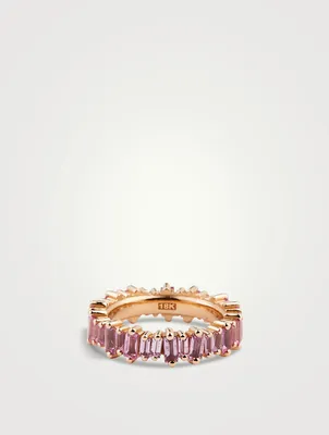 18K Rose Gold Eternity Band With Pink Sapphire