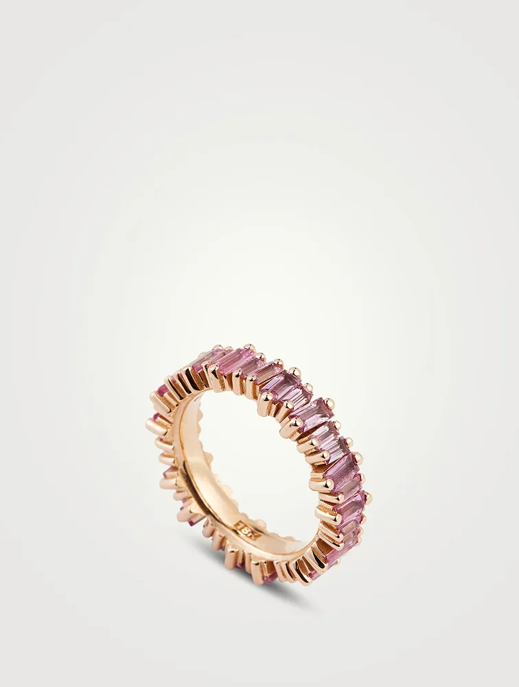 18K Rose Gold Eternity Band With Pink Sapphire