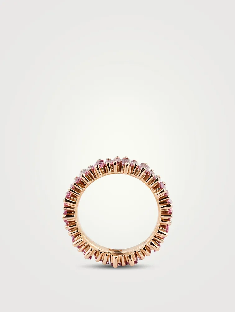 18K Rose Gold Eternity Band With Pink Sapphire