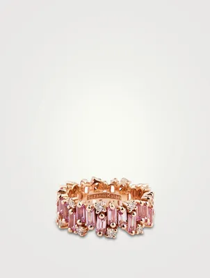 Audrey 18K Rose Gold Eternity Band With Sapphire And Diamonds