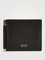 T Line Leather Money Clip Wallet