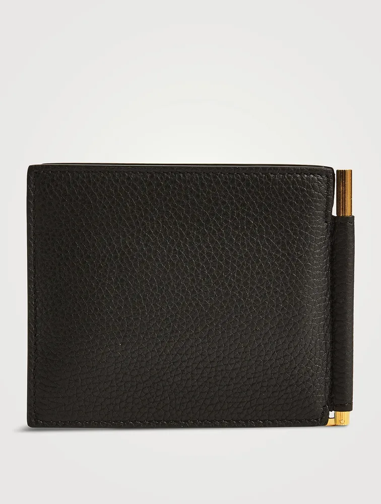 T Line Leather Money Clip Wallet