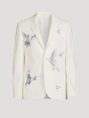 Cotton-Blend Jacket Bird Print