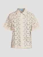 Birds Tulle Short-Sleeve Shirt