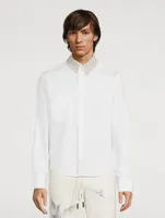 Long-Sleeve Shirt With Tulle Collar