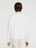 Long-Sleeve Shirt With Tulle Collar