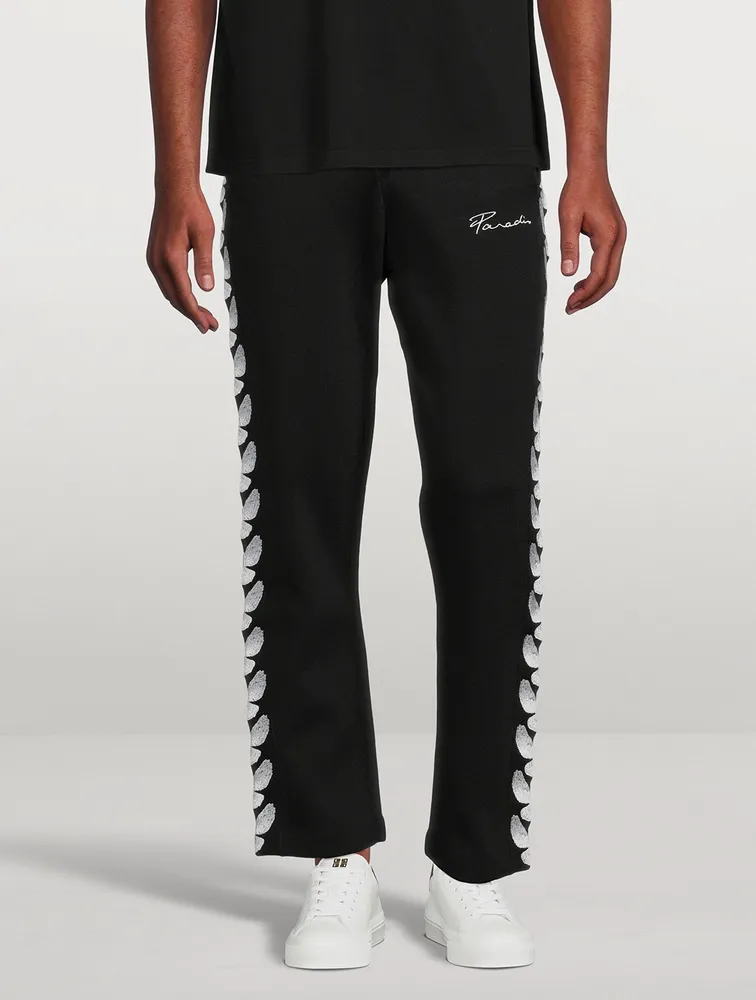 Cotton-Blend Track Pants With Embroidery