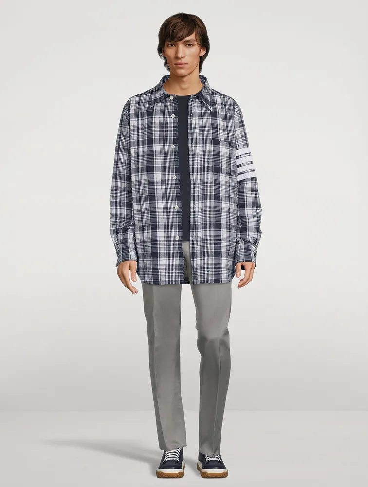 Hairline Madras Check Down Shirt Jacket