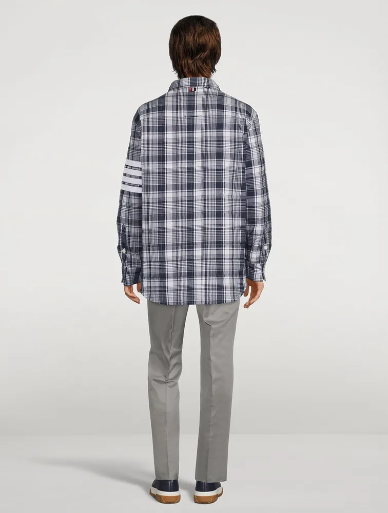 Hairline Madras Check Down Shirt Jacket