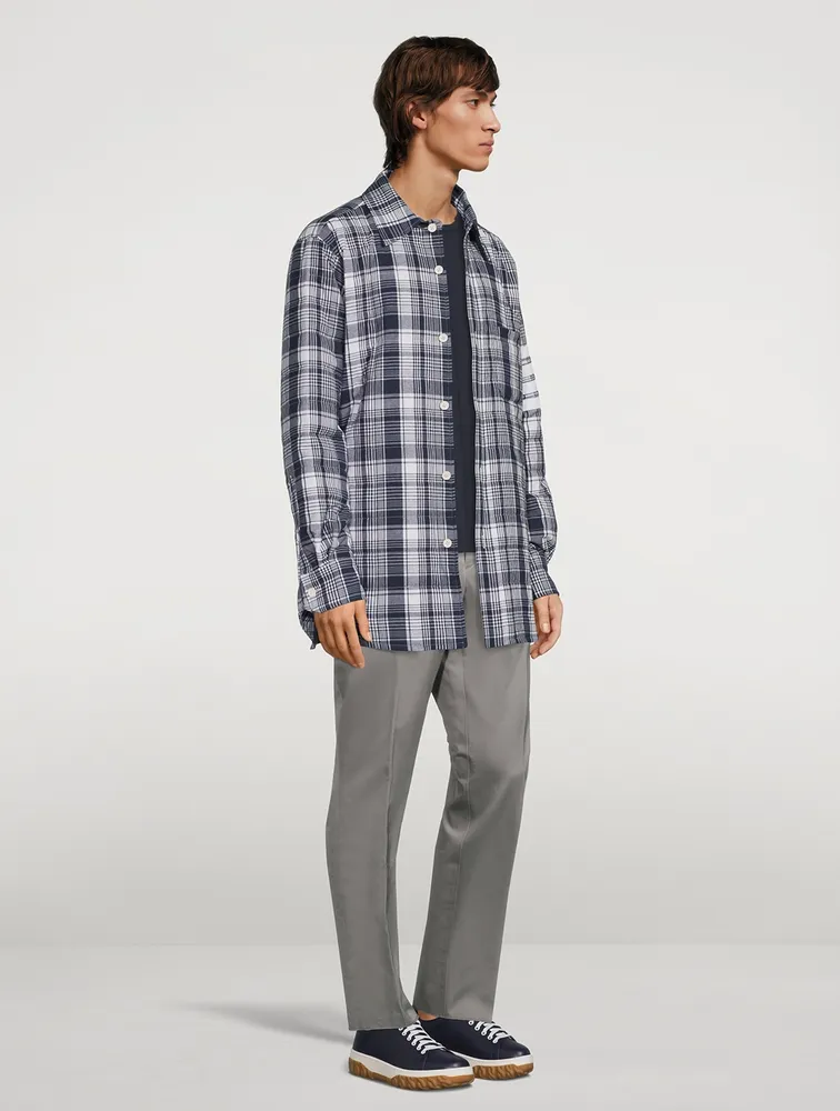 Hairline Madras Check Down Shirt Jacket