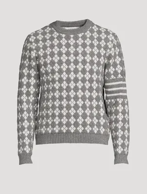 Terry Stitch Argyle Jacquard Sweater