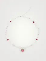 Fruit Assembly x Beaded Dark Pink Raspberry Necklace With Pearls