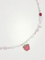 Fruit Assembly x Beaded Dark Pink Raspberry Necklace With Pearls