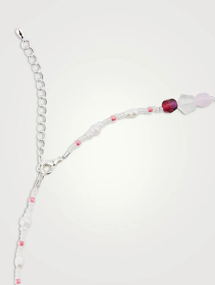 Fruit Assembly x Beaded Dark Pink Raspberry Necklace With Pearls