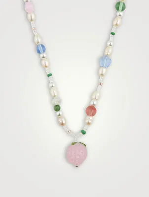 Bisous Beads x Fruit Assembly Beaded Strawberry Necklace With Pearls