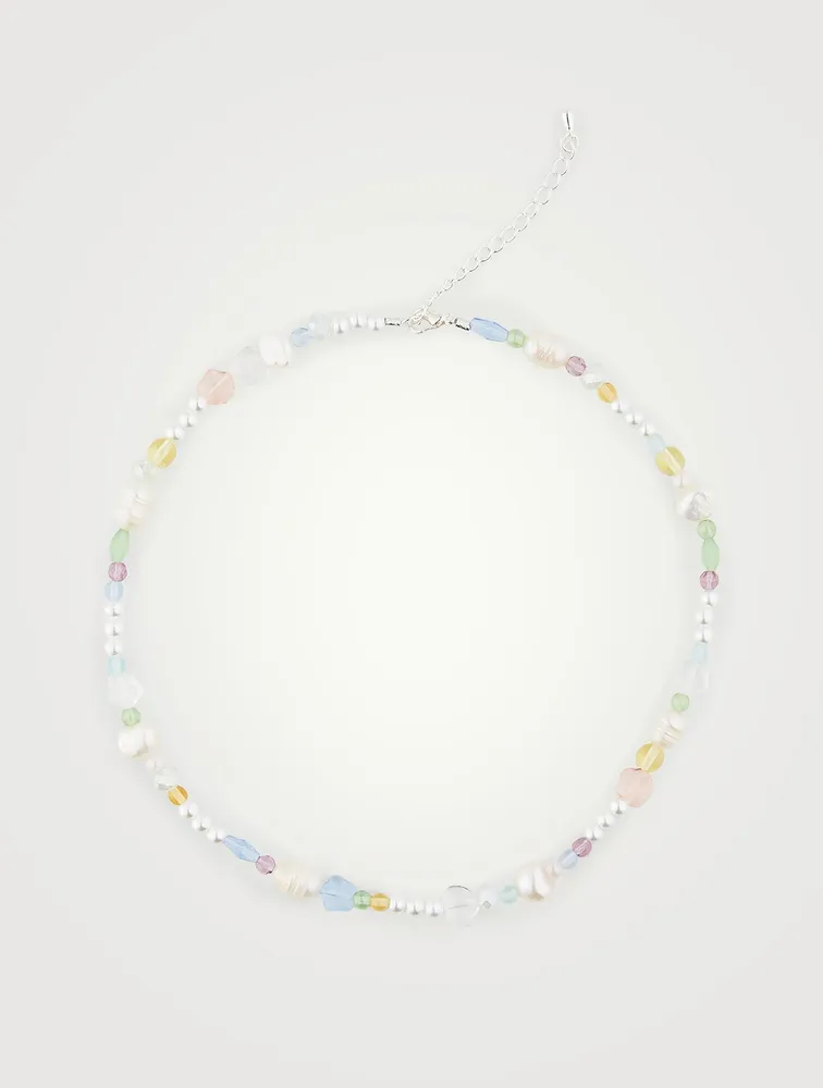 Beaded Pastel Necklace With Pearls