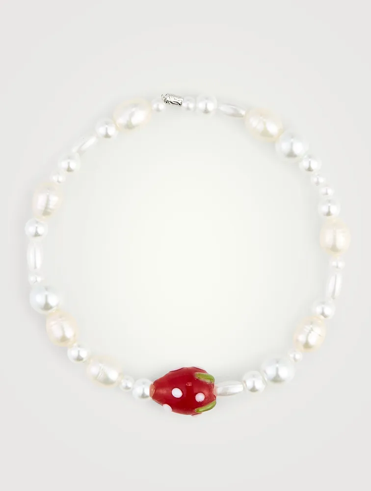 Beaded Strawberry Mixed Bracelet With Pearls