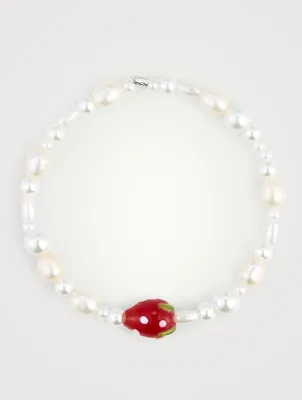 Beaded Strawberry Mixed Bracelet With Pearls