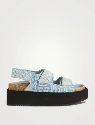 Denim Platform Slingback Sandals