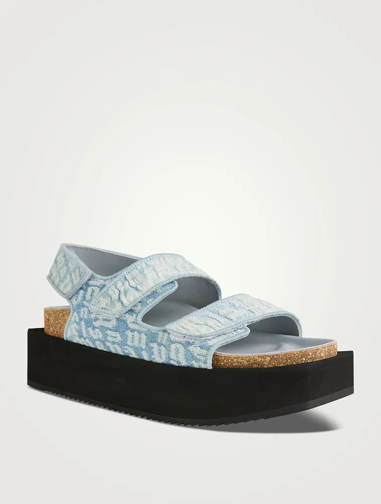Denim Platform Slingback Sandals