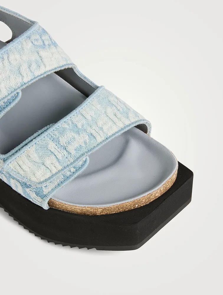 Denim Platform Slingback Sandals