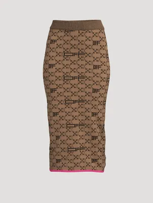 Monogram Knit Pencil Skirt